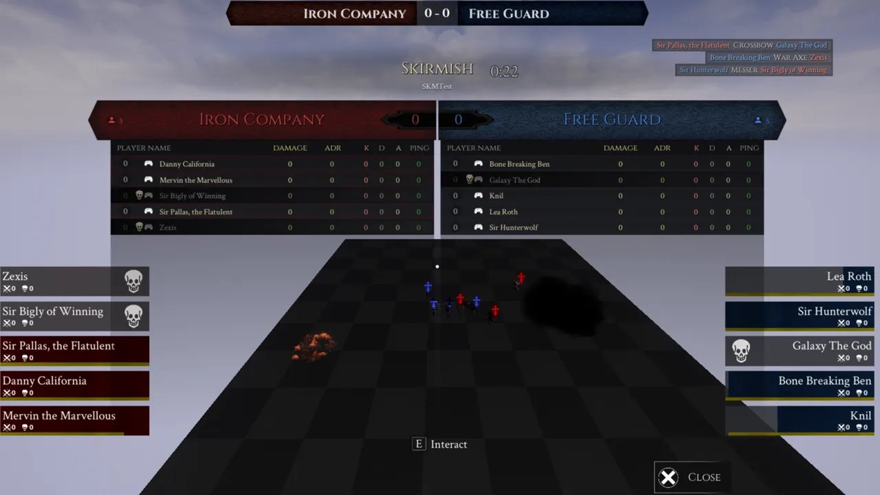 The BetterPUGs scoreboard showing damage and ADR columns for each player.
